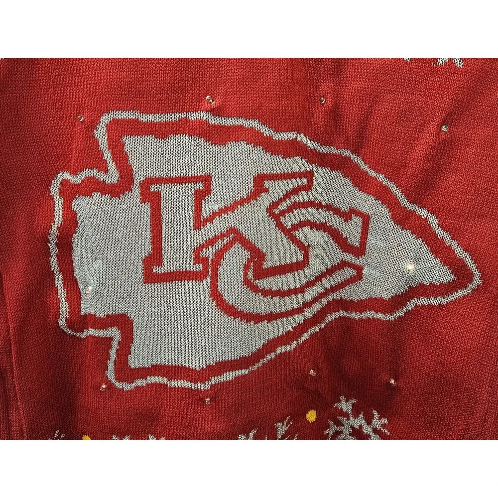NFL Kansas City Chiefs Football Sweater Size Small (S) Lights Up Battery Pack‎ - Picture 6 of 8